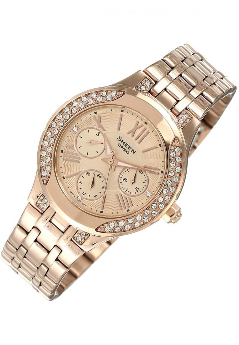 Casio Sheen SHE-3809PG-9A Analog Stainless Steel Strap Watch For Women-Watch Portal Philippines