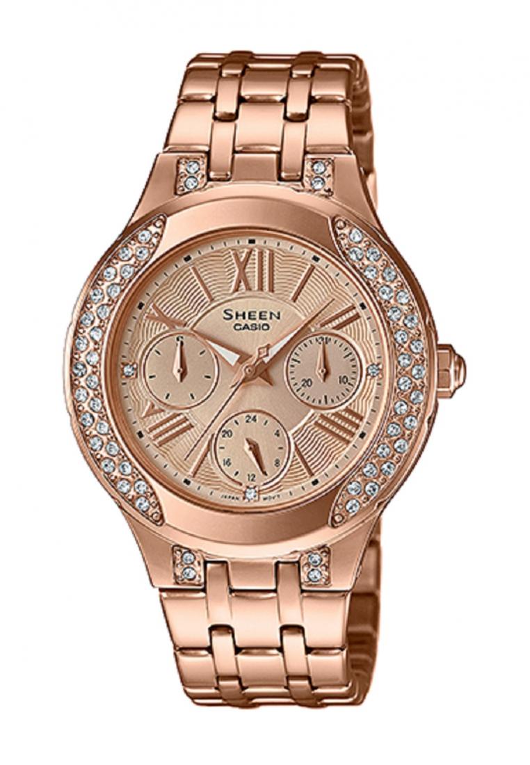 Casio Sheen SHE-3809PG-9A Analog Stainless Steel Strap Watch For Women-Watch Portal Philippines