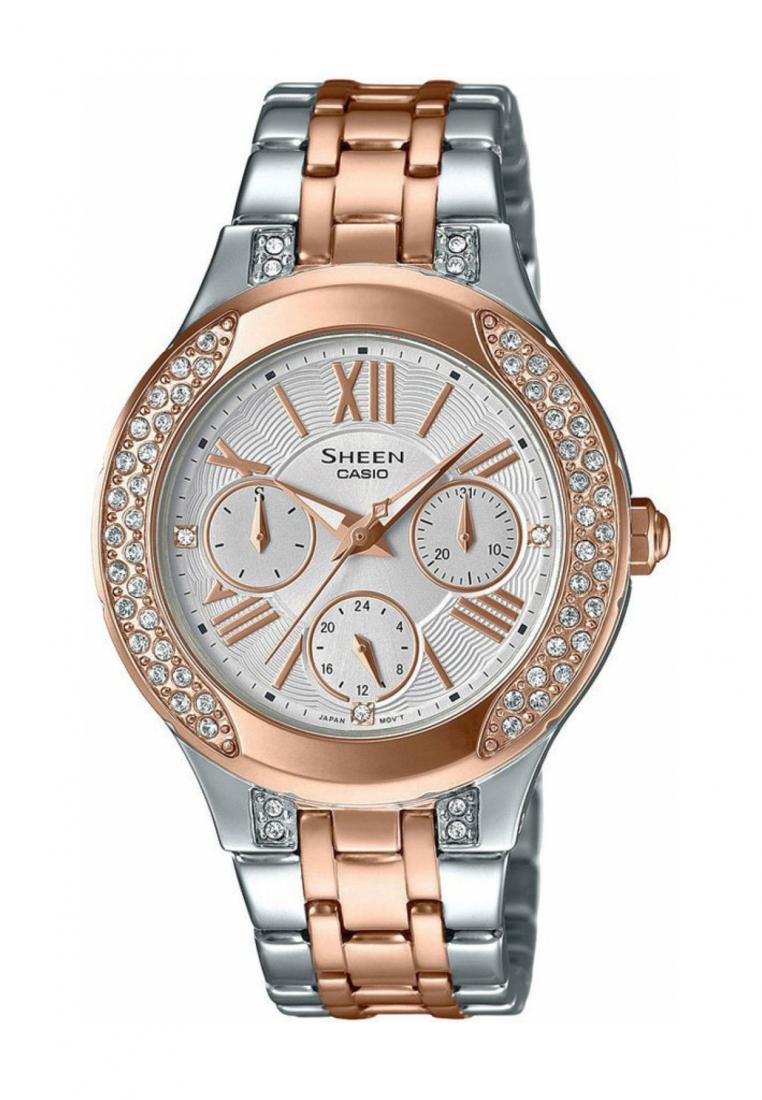 Casio Sheen SHE-3809SG-7A Analog Stainless Steel Strap Watch For Women-Watch Portal Philippines