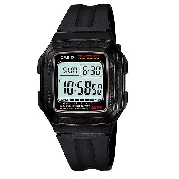 Casio Standard F-201WA-1ADF Black Resin Watch for Men and Women-Watch Portal Philippines