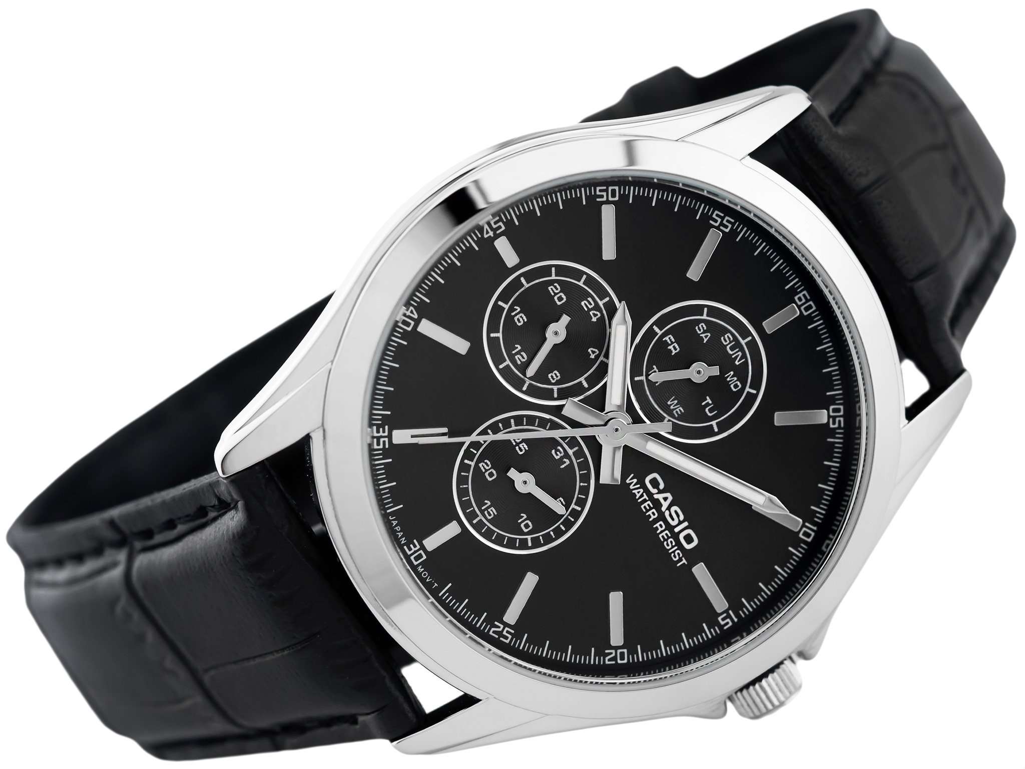 Casio Standard MTP-V302L-1A Black Leather Strap for Men-Watch Portal Philippines