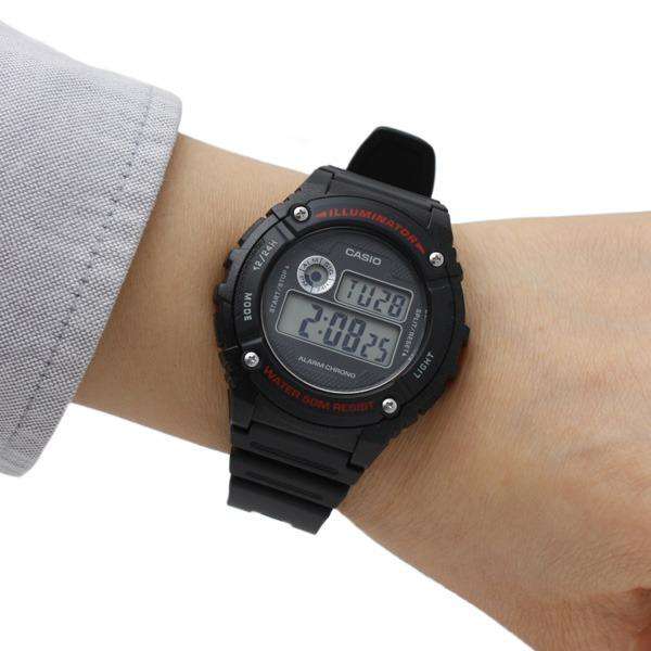 Casio Standard W-216H-1A Black Resin Strap Watch for Men and Women-Watch Portal Philippines