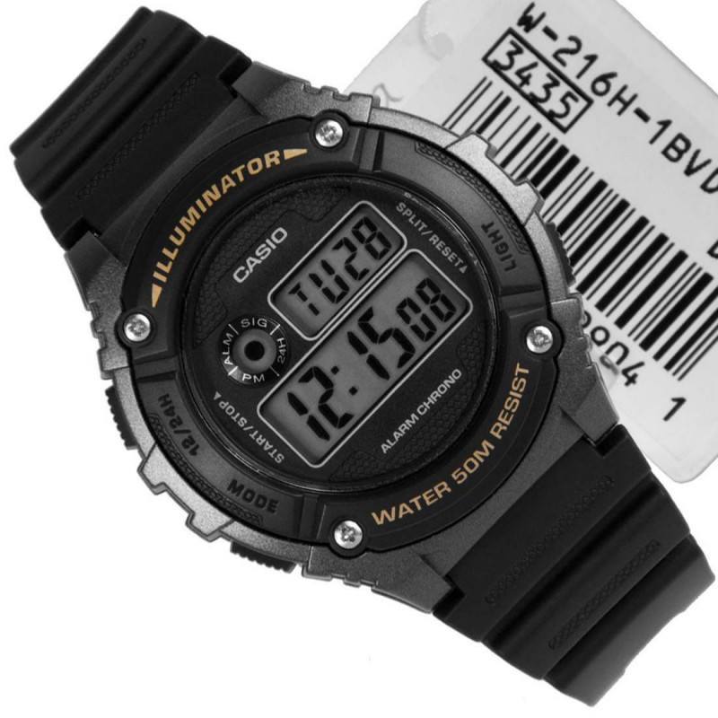 Casio Standard W-216H-1B Black Resin Strap Watch for Men and Women-Watch Portal Philippines