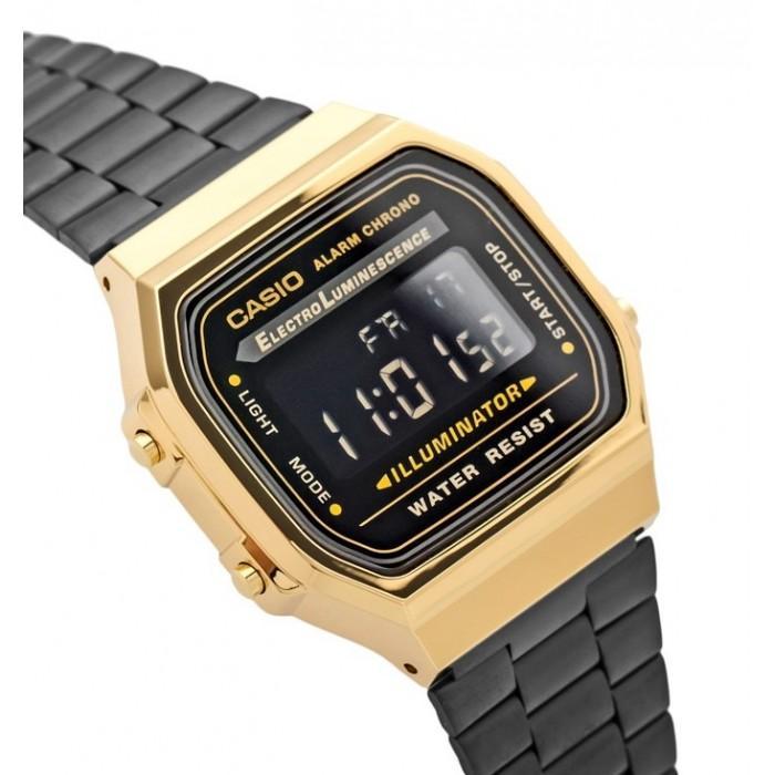 Casio Vintage A168WEGB-1B Black Stainless Steel Watch For Men and Women-Watch Portal Philippines