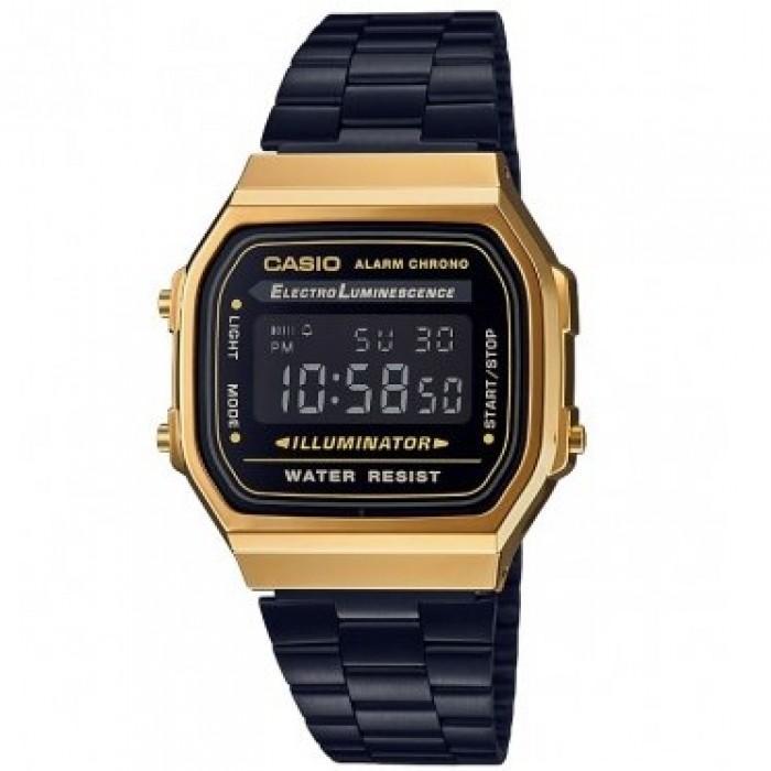 Casio Vintage A168WEGB-1B Black Stainless Steel Watch For Men and Women-Watch Portal Philippines