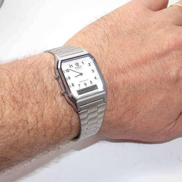 Casio Vintage AQ-230A-7B Silver Stainless Watch Unisex-Watch Portal Philippines