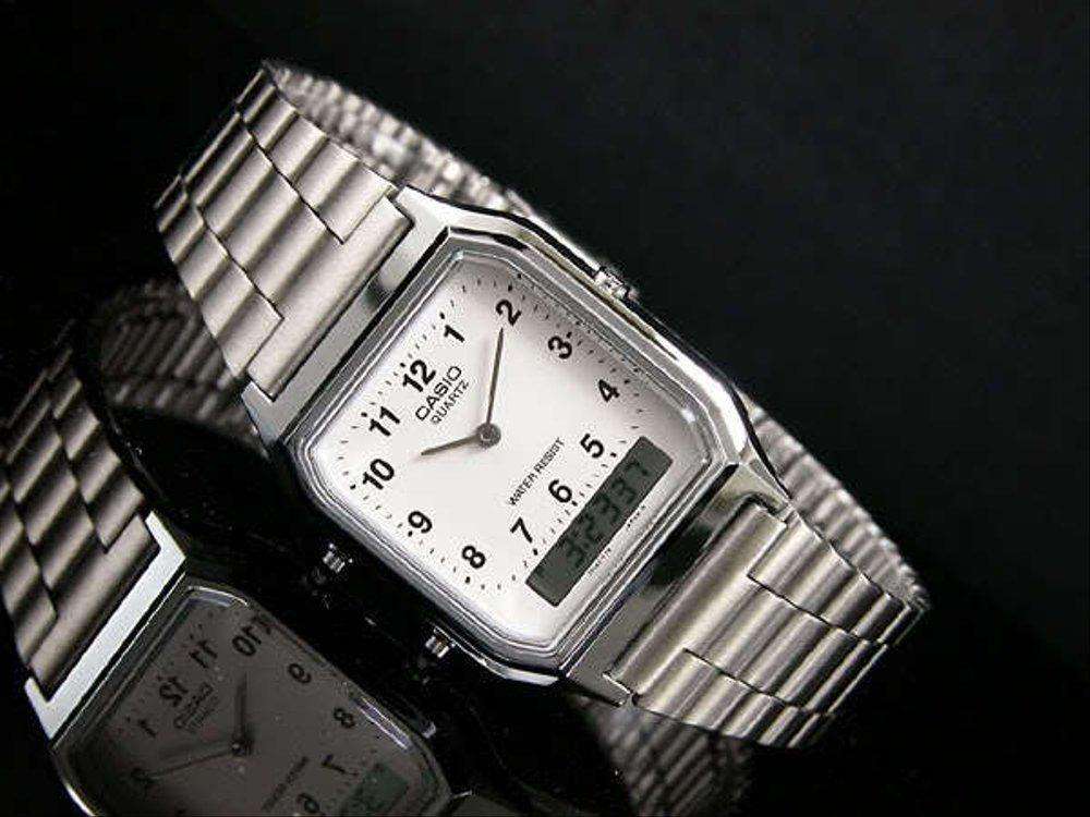 Casio Vintage AQ-230A-7B Silver Stainless Watch Unisex-Watch Portal Philippines