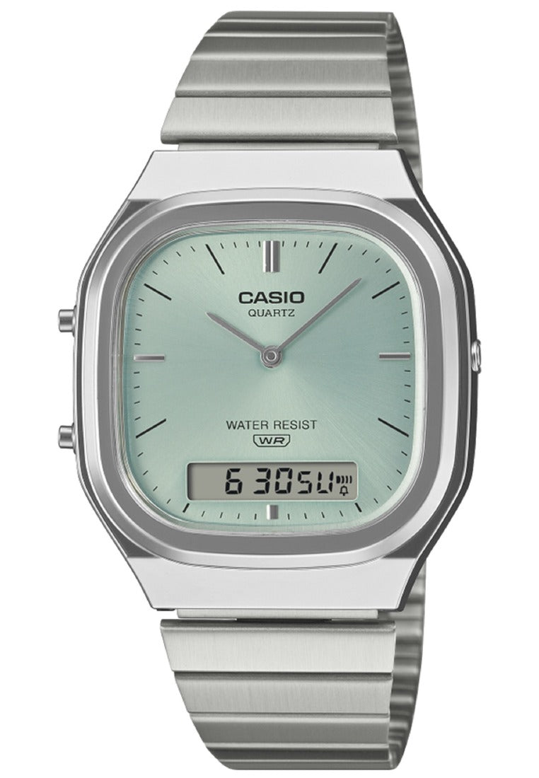 Casio Vintage AQ-240E-2ADF Stainless Steel Strap Digital Analog Watch-Watch Portal Philippines