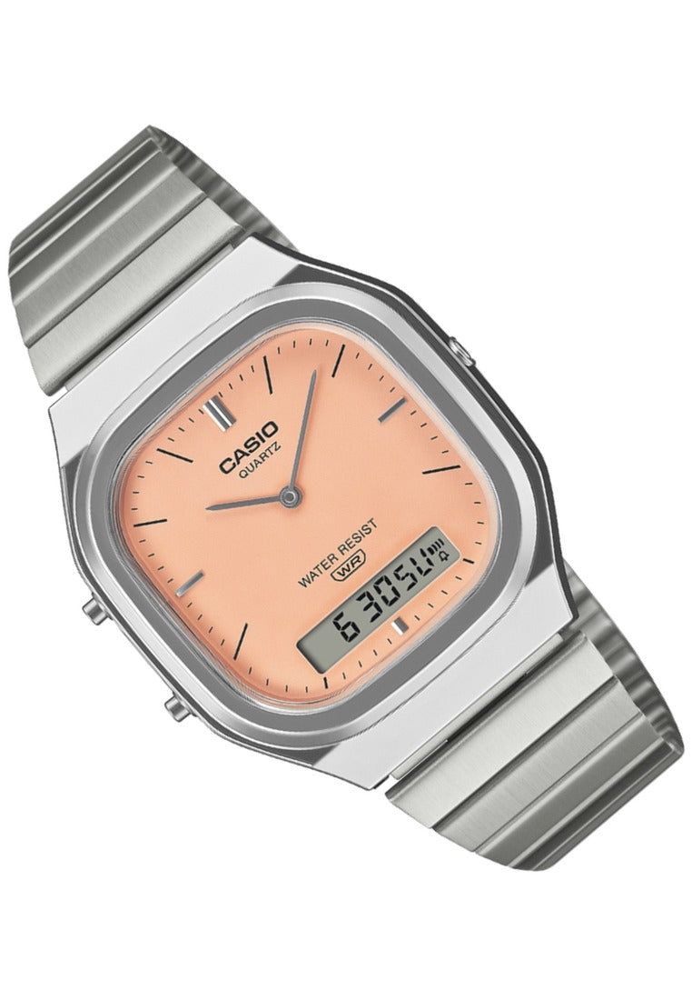 Casio Vintage AQ-240E-4ADF Stainless Steel Strap Digital Analog Watch-Watch Portal Philippines