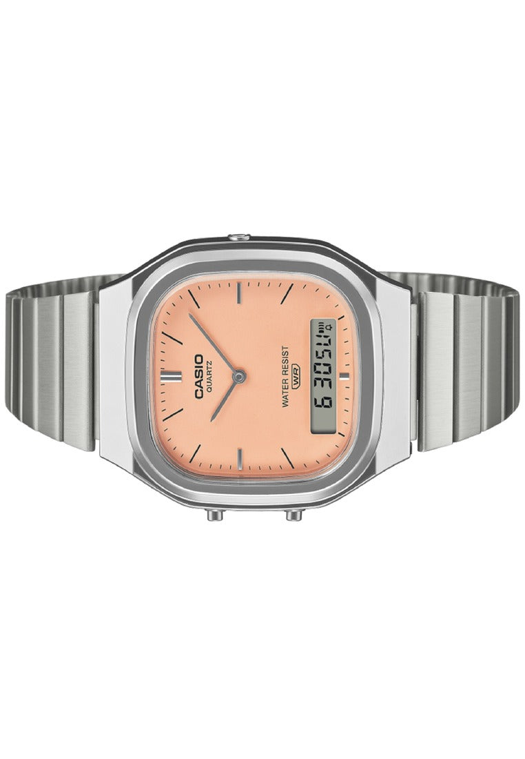 Casio Vintage AQ-240E-4ADF Stainless Steel Strap Digital Analog Watch-Watch Portal Philippines