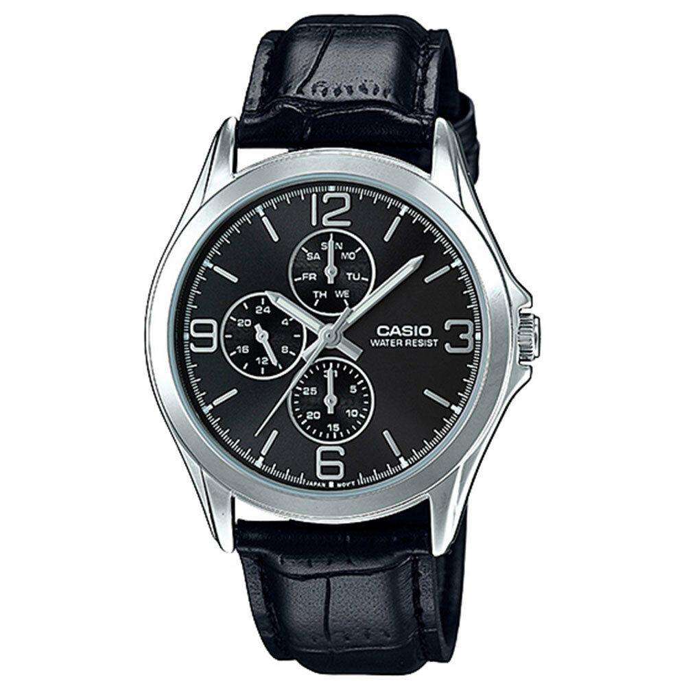 Casio Vintage MTP-V301L-1A Black Leather Watch for Men-Watch Portal Philippines