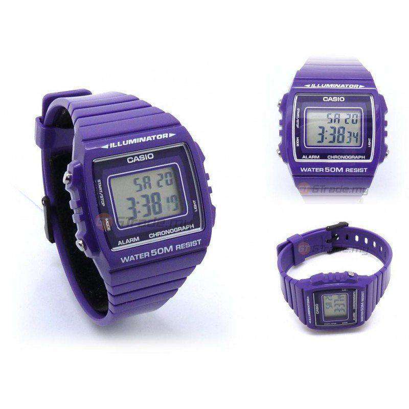 Casio W-215H-6A Purple Resin Strap Watch For Men and Women-Watch Portal Philippines