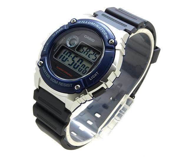 Casio W-216H-2A Black/Blue Resin Strap Watch for Men and Women-Watch Portal Philippines