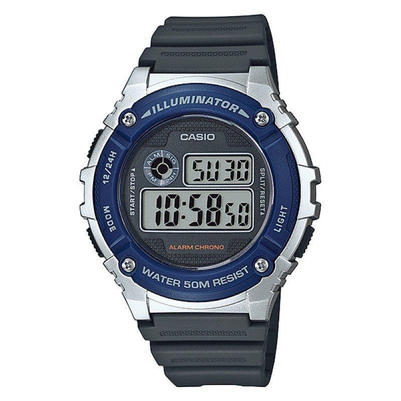 Casio W-216H-2A Black/Blue Resin Strap Watch for Men and Women-Watch Portal Philippines