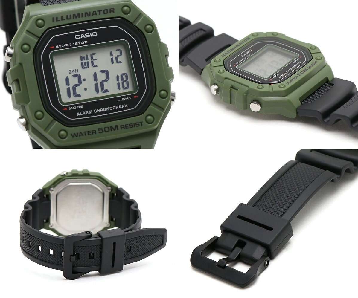 Casio W-218H-3A Green Resin Watch for Men-Watch Portal Philippines