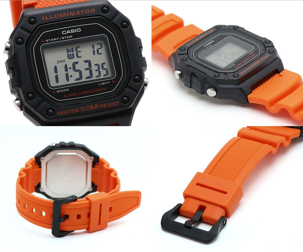 Casio W-218H-4B2 Orange Resin Watch for Men-Watch Portal Philippines