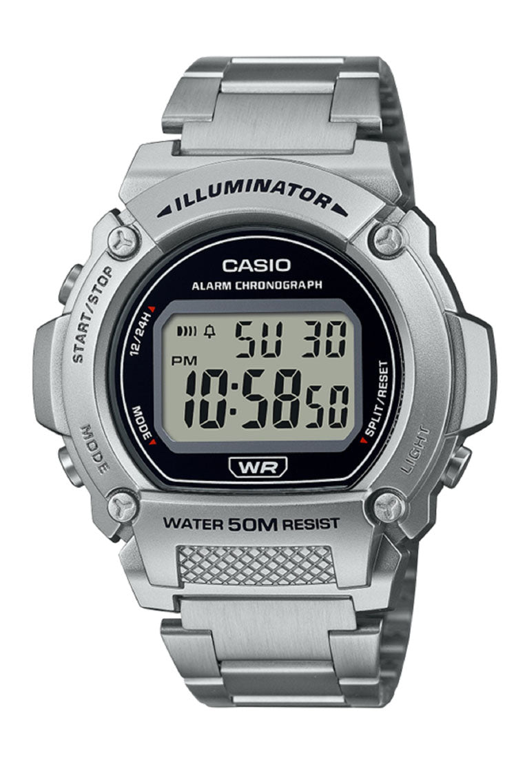 Casio W-219HD-1A Digital Stainless Steel Strap Watch For Men-Watch Portal Philippines
