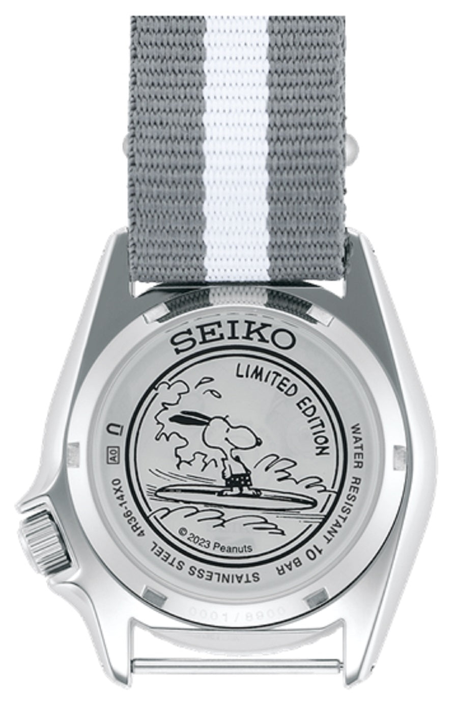 Seiko 5 Sports SRPK25K1 Snoopy Peanut Surfboard 55th Anniversary Limited Ed Automatic Watch for Men-Watch Portal Philippines