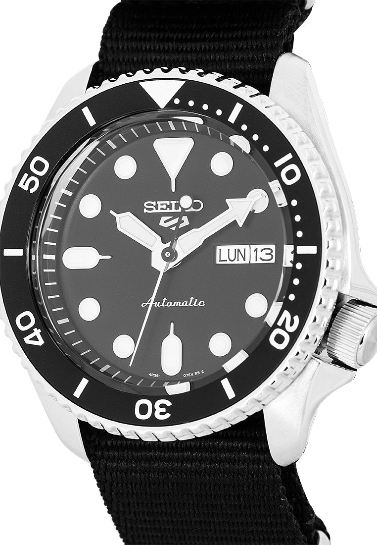 Seiko 5 SRPD55K3 Sports Black Nylon Strap Automatic Watch for Men-Watch Portal Philippines