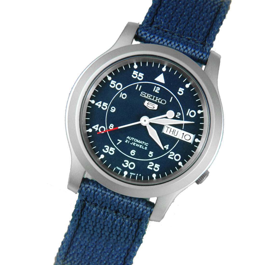 SEIKO SNK807K2 Automatic Blue Nylon Strap Watch for Men-Watch Portal Philippines