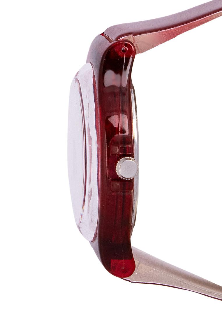 Valentino 20121131-Dark Red Plastic Strap Watch For Men And Women-Watch Portal Philippines