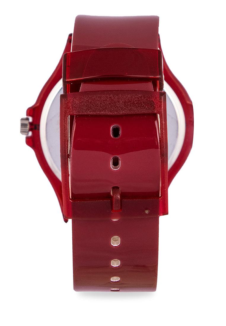 Valentino 20121131-Dark Red Plastic Strap Watch For Men And Women-Watch Portal Philippines