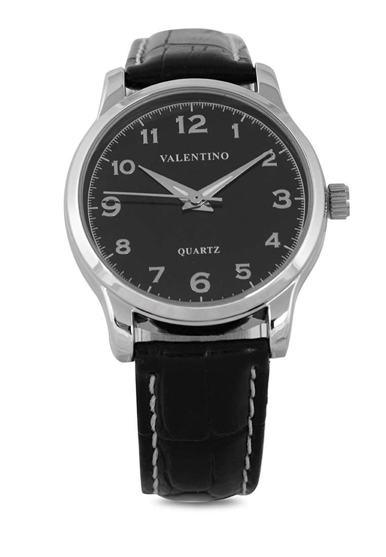 Valentino 20121245-BLK SIL-BLK DL Leather Strap Watch for Women-Watch Portal Philippines