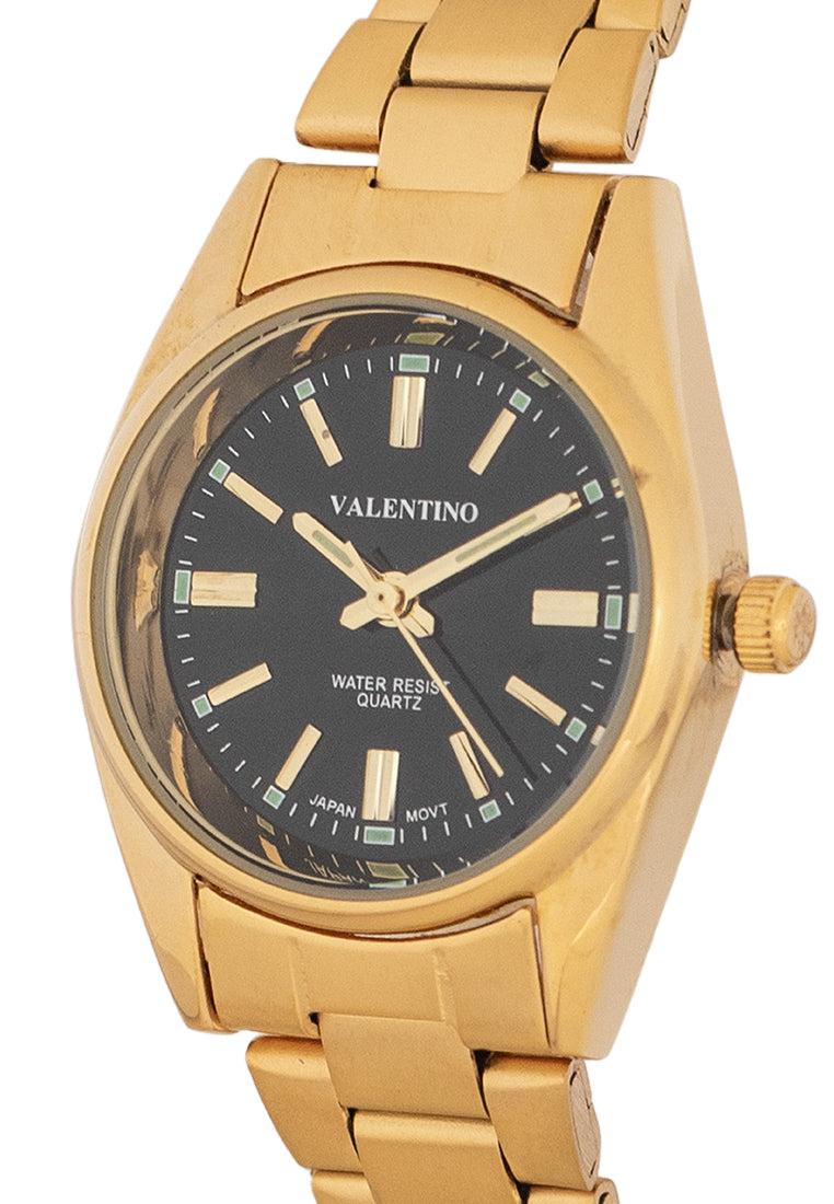 Valentino 20121507-GOLD-BLACK DIAL Analog Stainless Band Watch for Women-Watch Portal Philippines