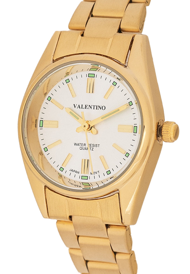Valentino 20121507-GOLD-WHITE DIAL Analog Stainless Band Watch for Women-Watch Portal Philippines