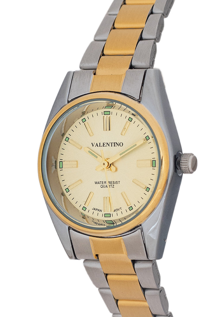 Valentino 20121507-TWO TONE-GOLD DIAL Analog Stainless Band Watch for Women-Watch Portal Philippines