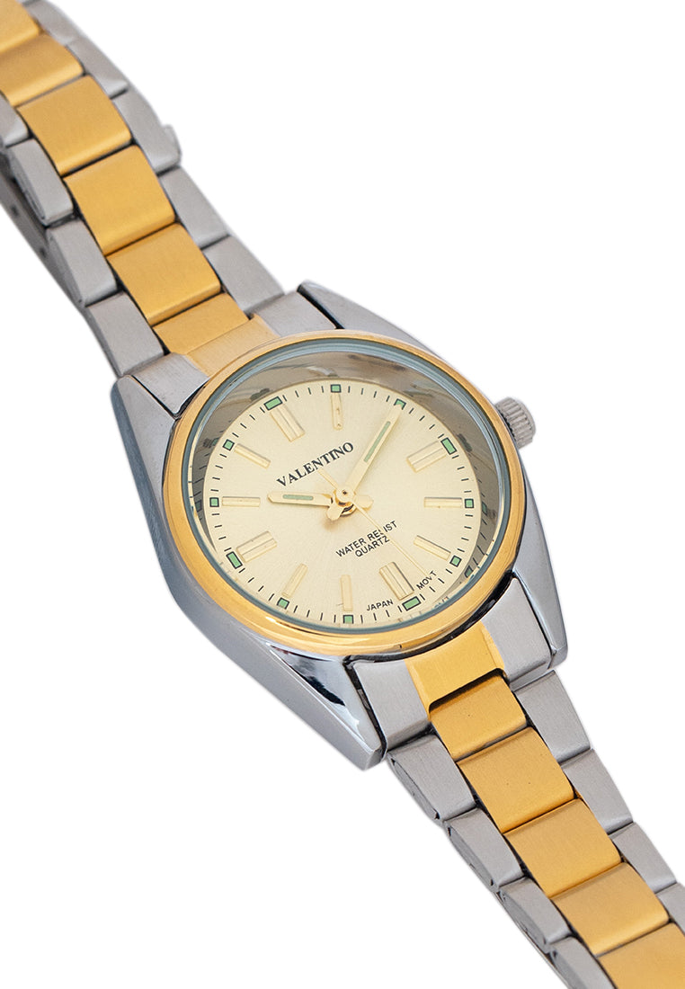 Valentino 20121507-TWO TONE-GOLD DIAL Analog Stainless Band Watch for Women-Watch Portal Philippines