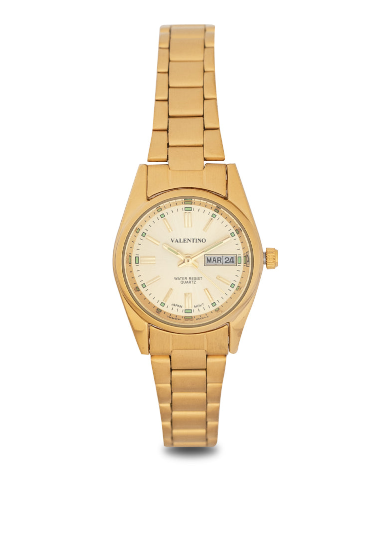 Valentino 20121509-GOLD-GOLD DIAL Analog Stainless Band Watch for Women-Watch Portal Philippines