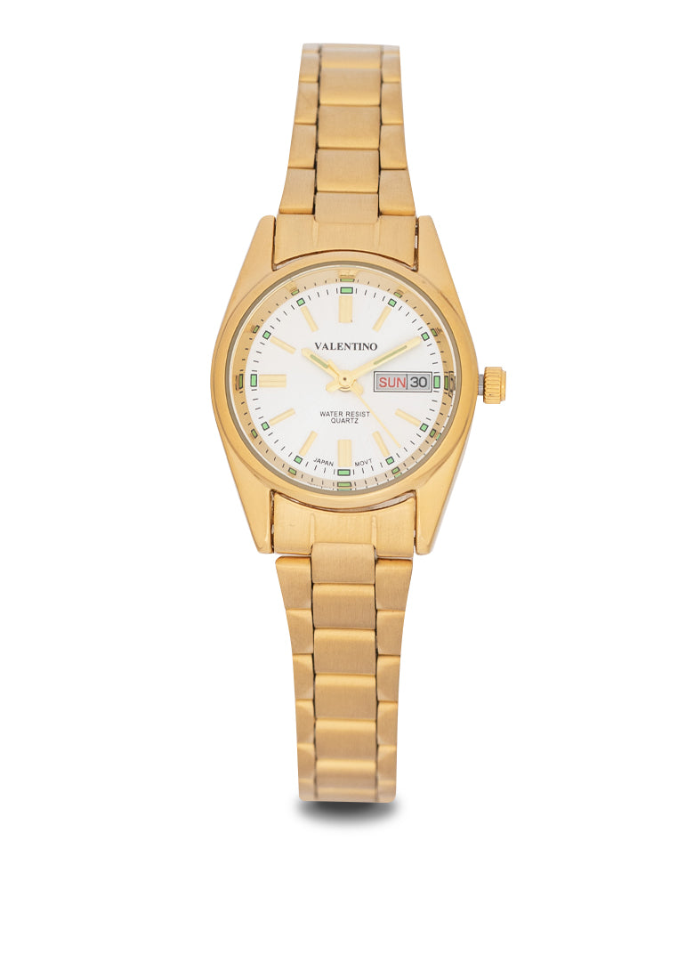 Valentino 20121509-GOLD-WHITE DIAL Analog Stainless Band Watch for Women-Watch Portal Philippines