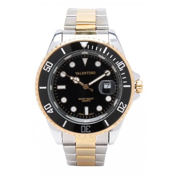 Valentino 20121579-TWO TONE - BLACK DIAL STAINLESS BAND STRAP Watch for Men-Watch Portal Philippines