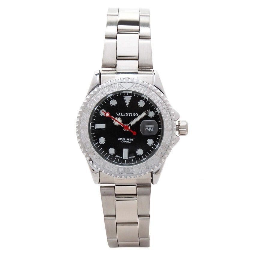 Valentino 20121588-SILVER - BLACK DIAL Y-MASTER IP WHITE STYLE L STAINLESS BAND STRAP Watch for Women-Watch Portal Philippines
