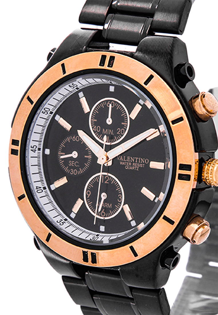 Valentino 20121649-BLACK - BLACK DIAL Analog Stainless Band Watch for Unisex-Watch Portal Philippines