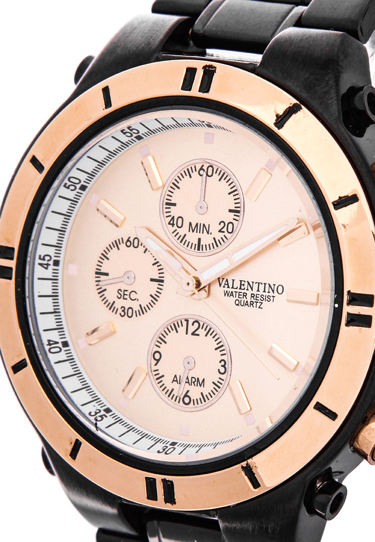 Valentino 20121649-BLACK - GOLD DIAL Analog Stainless Band Watch for Unisex-Watch Portal Philippines
