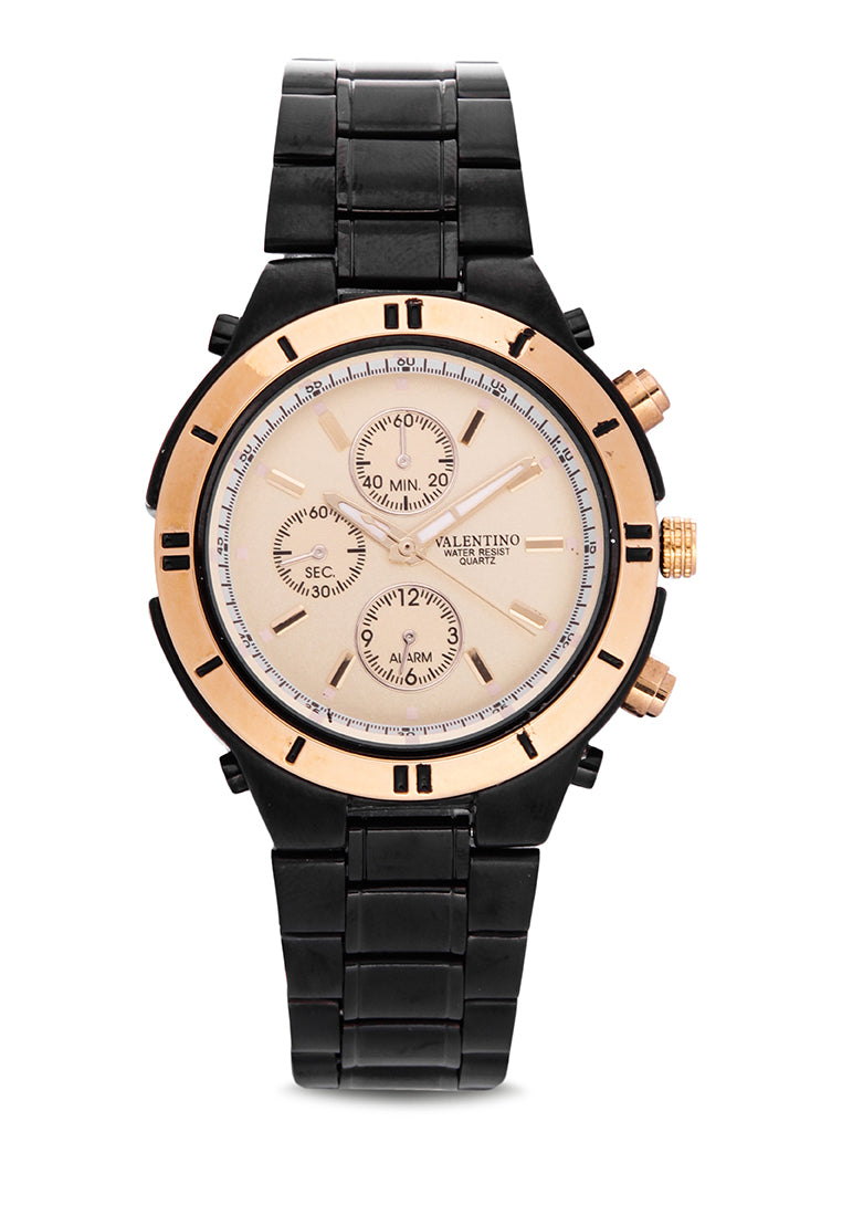 Valentino 20121649-BLACK - GOLD DIAL Analog Stainless Band Watch for Unisex-Watch Portal Philippines