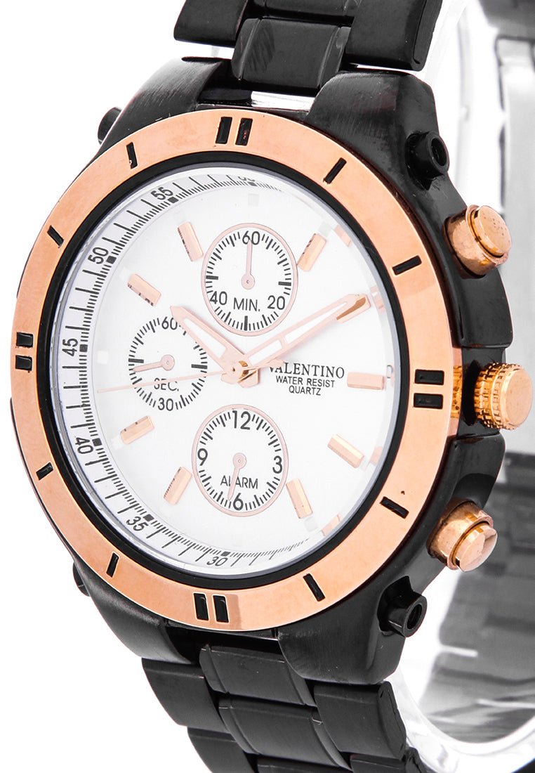 Valentino 20121649-BLACK - SILVER DIAL Analog Stainless Band Watch for Unisex-Watch Portal Philippines