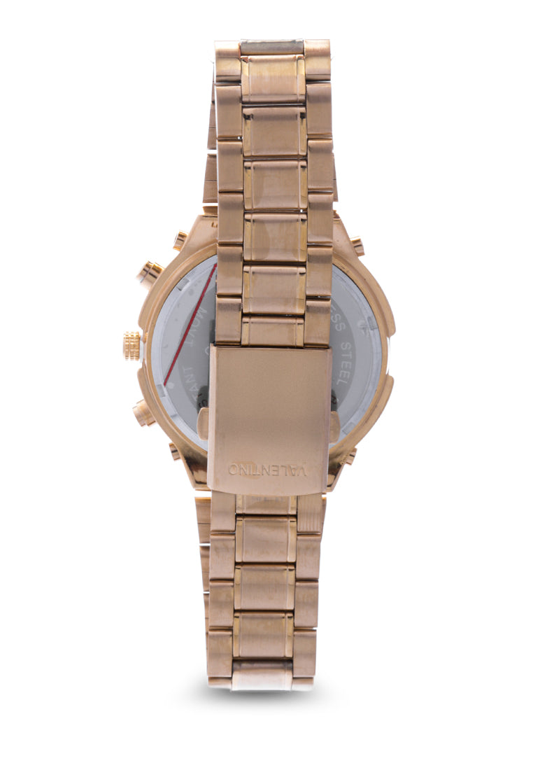 Valentino 20121649-GOLD - BLACK DIAL Analog Stainless Band Watch for Unisex-Watch Portal Philippines