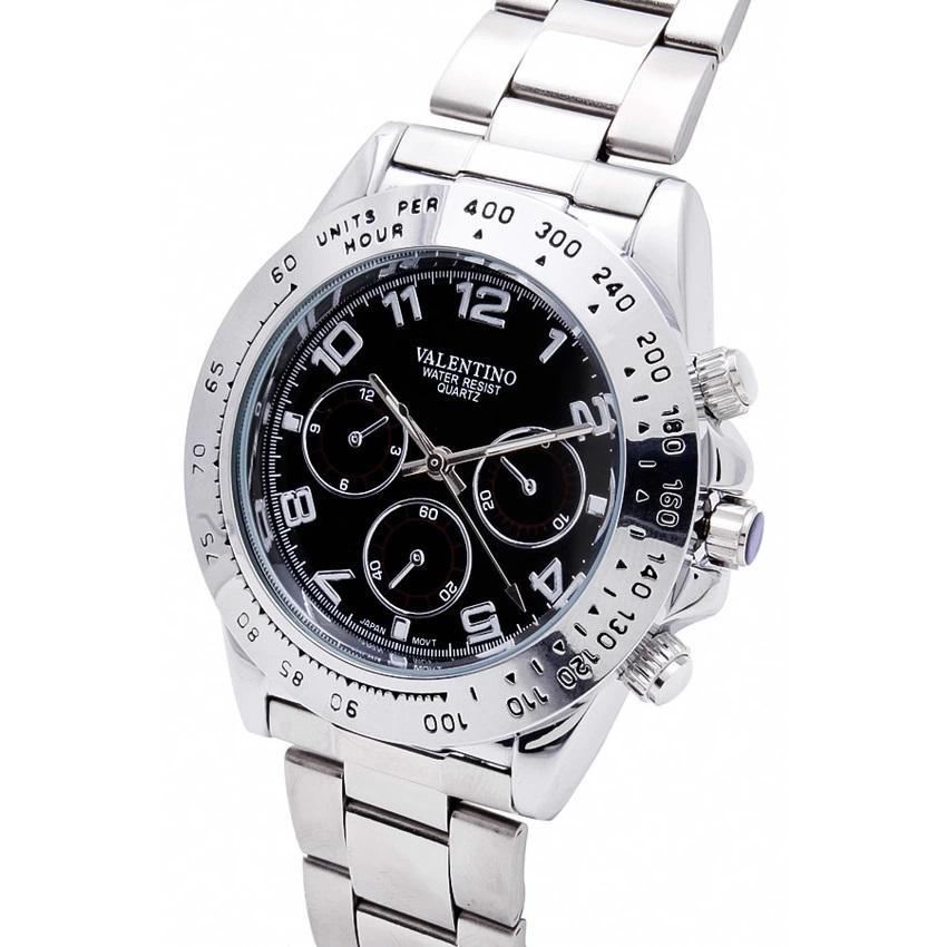 Valentino 20121652-BLACK DIAL STAINLESS BAND STRAP Watch for Men-Watch Portal Philippines
