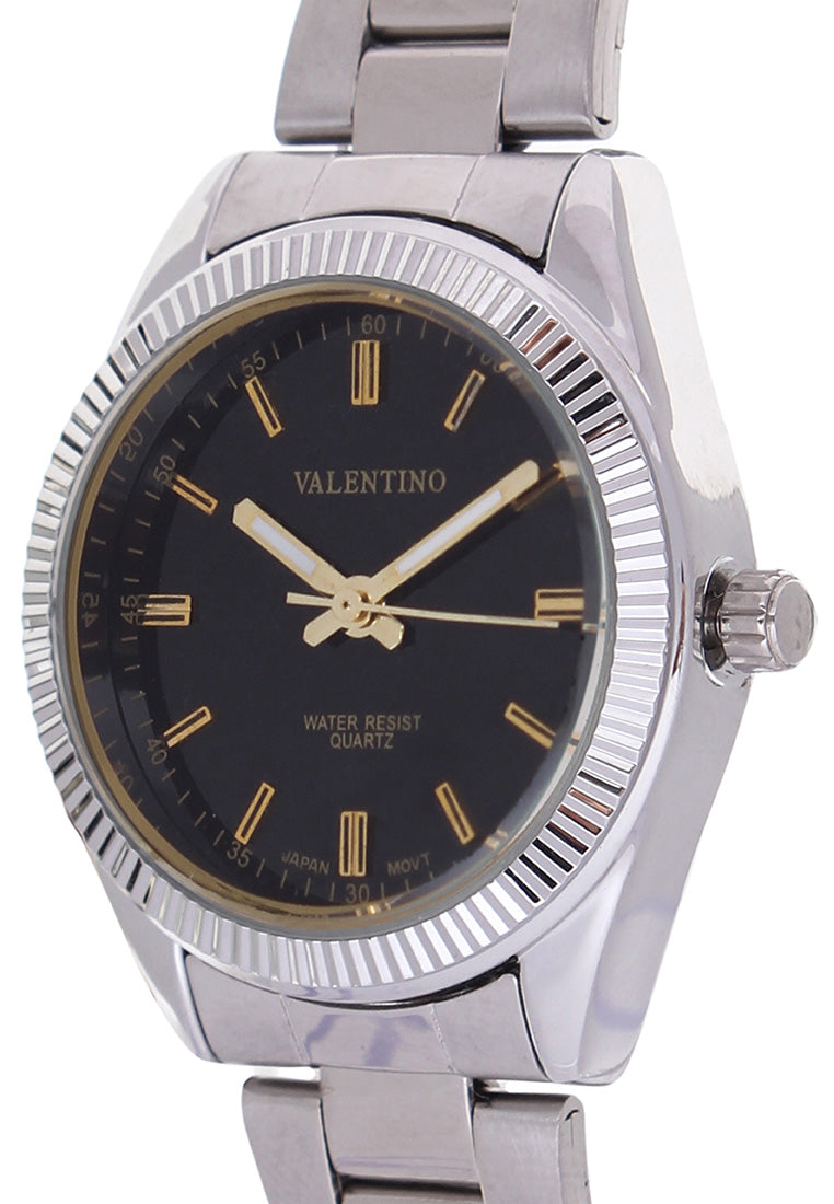 Valentino 20121680-SILVER - BLACK DIAL Analog Stainless Band Watch for Women-Watch Portal Philippines