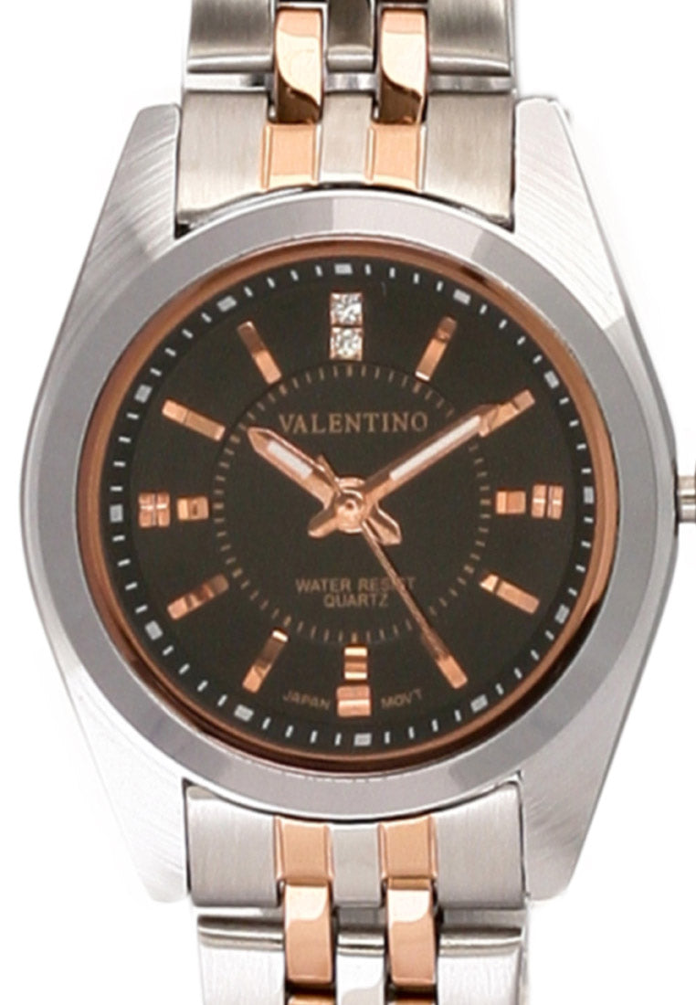 Valentino 20121692-ROSE GOLD - BLACK DIAL Analog Stainless Steel Strap Watch for Women-Watch Portal Philippines
