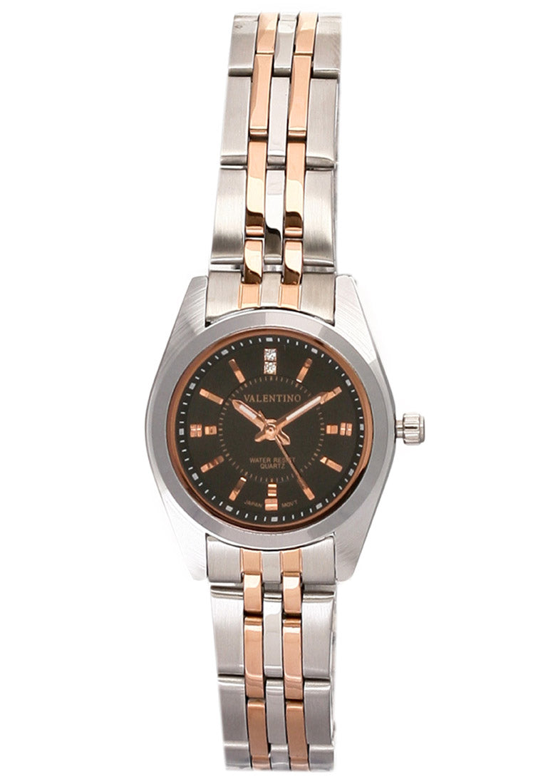 Valentino 20121692-ROSE GOLD - BLACK DIAL Analog Stainless Steel Strap Watch for Women-Watch Portal Philippines