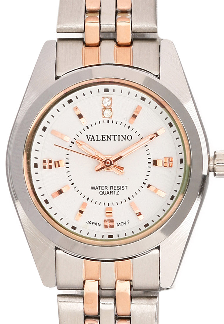 Valentino 20121692-ROSE GOLD - WHITE DIAL Analog Stainless Steel Strap Watch for Women-Watch Portal Philippines
