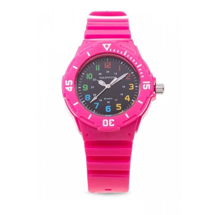 Valentino 20121727-PINK - BLACK DIAL PLASTIC STRAP Watch for Women-Watch Portal Philippines
