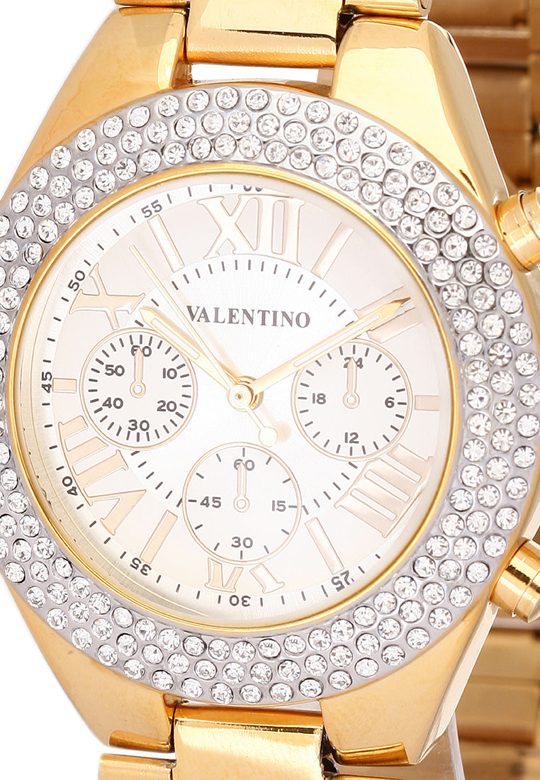 Valentino 20121729-GOLD - GOLD DIAL Analog Stainless Steel Strap Watch for Women-Watch Portal Philippines