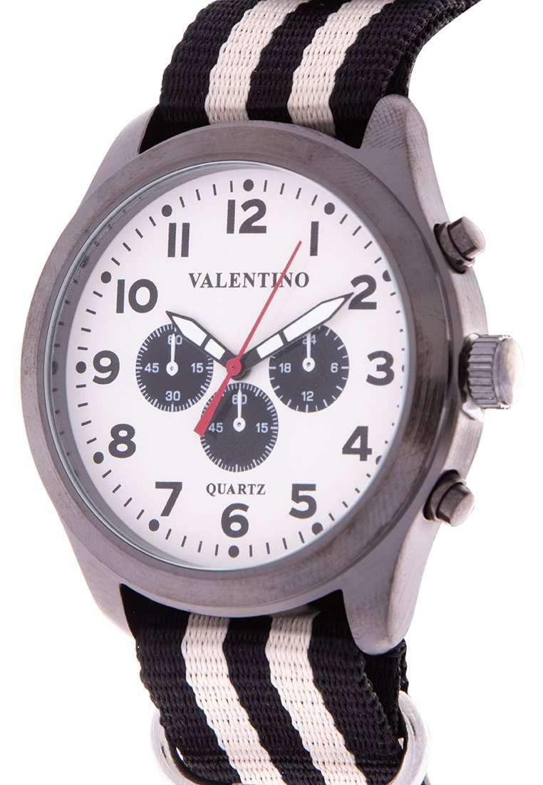 Valentino 20121737-WHITE AND BLACK Nylon Strap Watch for Men-Watch Portal Philippines