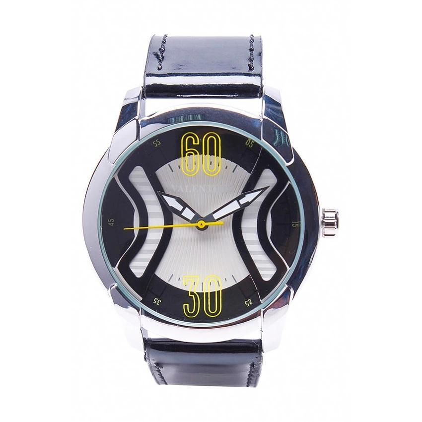 Valentino 20121759-BLACK SIL - WHITE DIAL GENUINE LEATHER STRAP Watch for Men-Watch Portal Philippines
