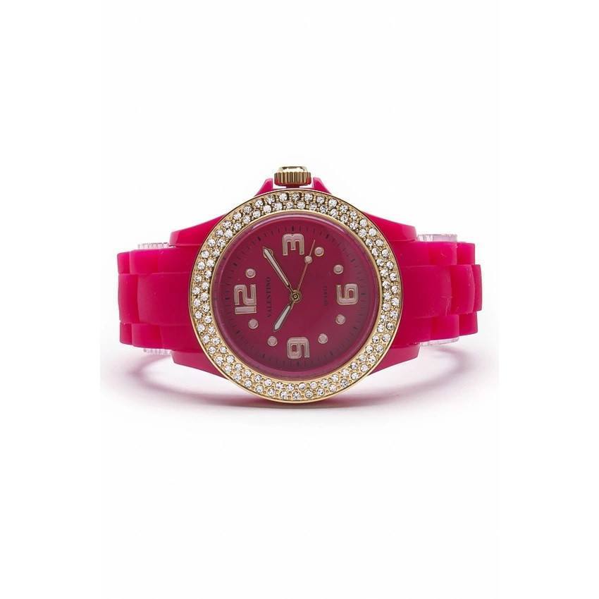 Valentino 20121779-PINK CASINO STONE CLASSIC RUBBER STRAP Watch for Women-Watch Portal Philippines